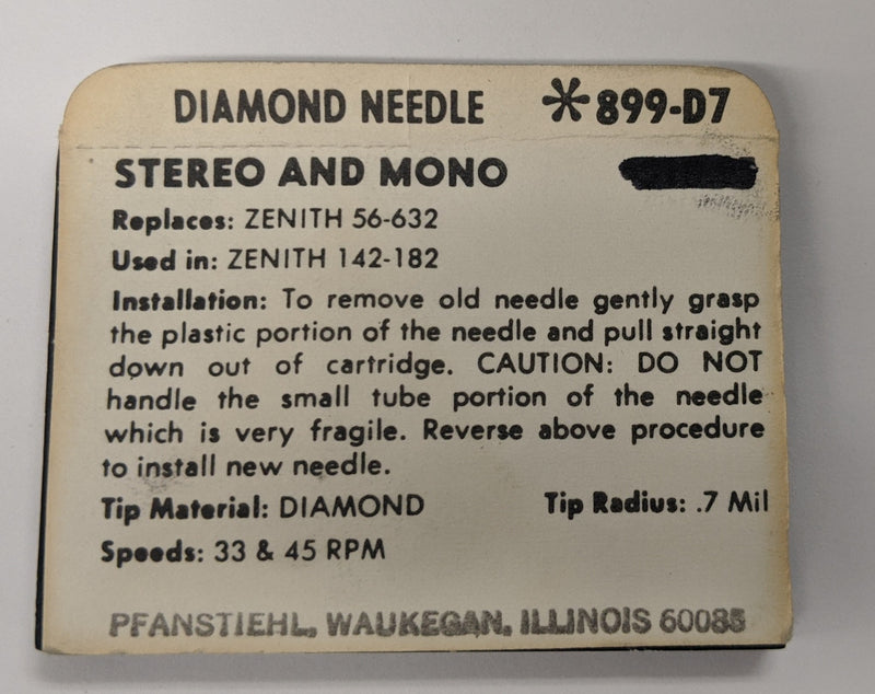 Pfanstiehl 899-D7  Diamond Needle