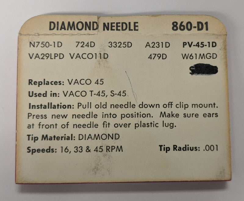 Pfanstiehl 860-D1  Diamond Needle