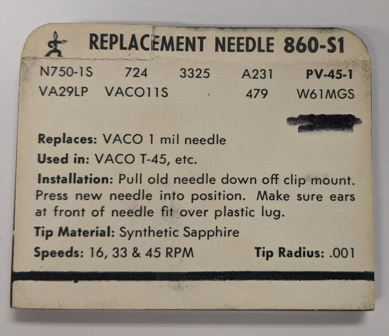 Pfanstiehl 860-S1 Sapphire Needle