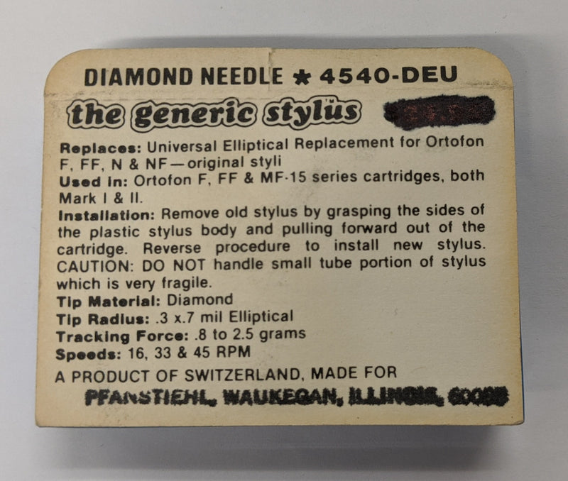 Pfanstiehl 4540-DEU Diamond Needle