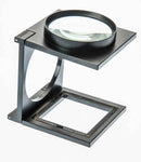 3" Diameter 3.5x Folding Glass Lens Magnifier with Inch/MM Ruler on Base
