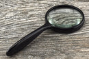2.5" Diameter 3x Magnifier, Glass Lens Curved Handle Hand Held Magnifier