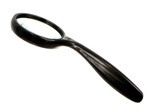 2" Diameter 5x Magnifier, Glass Lens Curved Handle Hand Held Magnifier