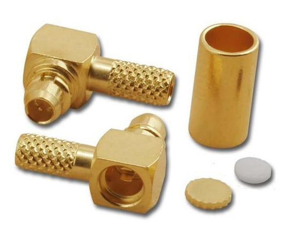 MMC-2102, MMCX Male Right Angle Crimp/Solder Plug for RG-316/U Cable