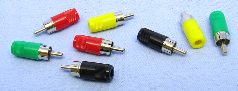 Philmore MS144, 4 Pairs of RCA Male Plugs ~ 2 @ Red, Black, Green & Yellow