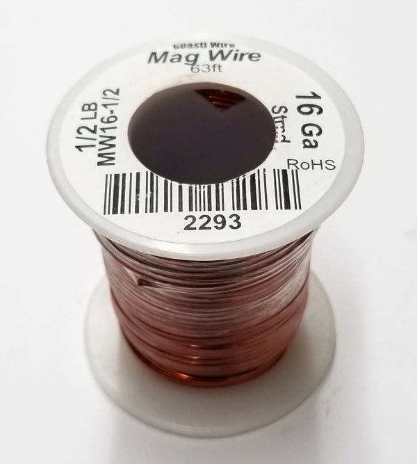 16 Gauge Insulated Magnet Wire, 1/2 Pound Roll (63' Approx.) 16AWG MW16-1/2
