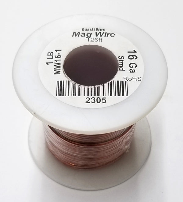 16 Gauge Insulated Magnet Wire, 1 Pound Roll (126' Approx.) 16AWG MW16-1