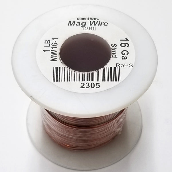16 Gauge Insulated Magnet Wire, 1 Pound Roll (126' Approx.) 16AWG MW16 –  MarVac Electronics