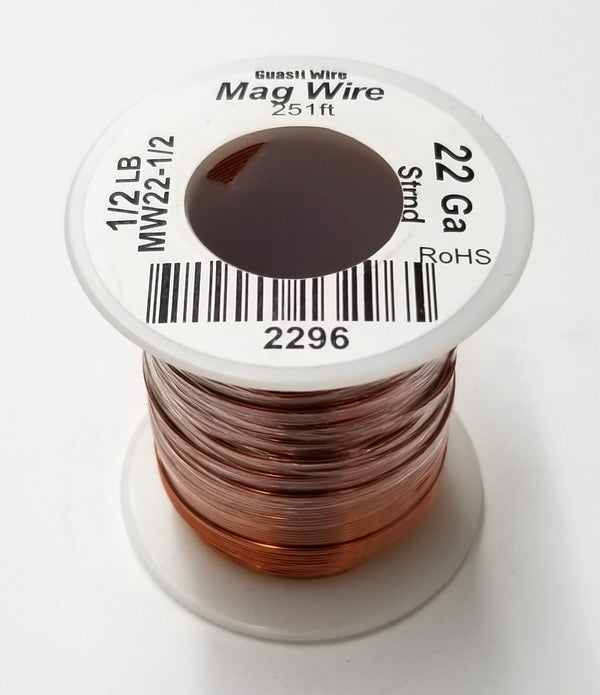 22 Gauge Insulated Magnet Wire, 1/2 Pound Roll (251' Approx.) 22AWG MW22-1/2