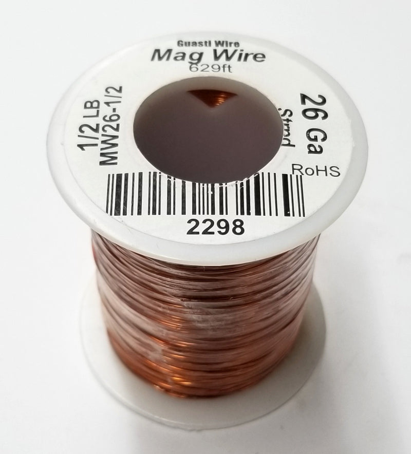 26 Gauge Insulated Magnet Wire, 1/2 Pound Roll (629' Approx.) 26AWG MW26-1/2