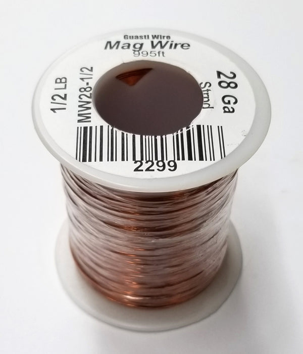 28 Gauge Insulated Magnet Wire, 1/2 Pound Roll (995' Approx.) 28AWG MW28-1/2