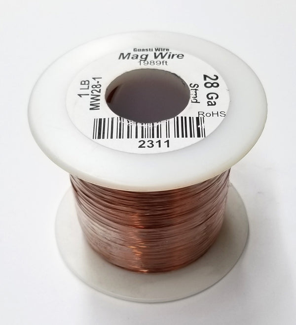 28 Gauge Insulated Magnet Wire, 1 Pound Roll (1,989' Approx.) 28AWG MW28-1