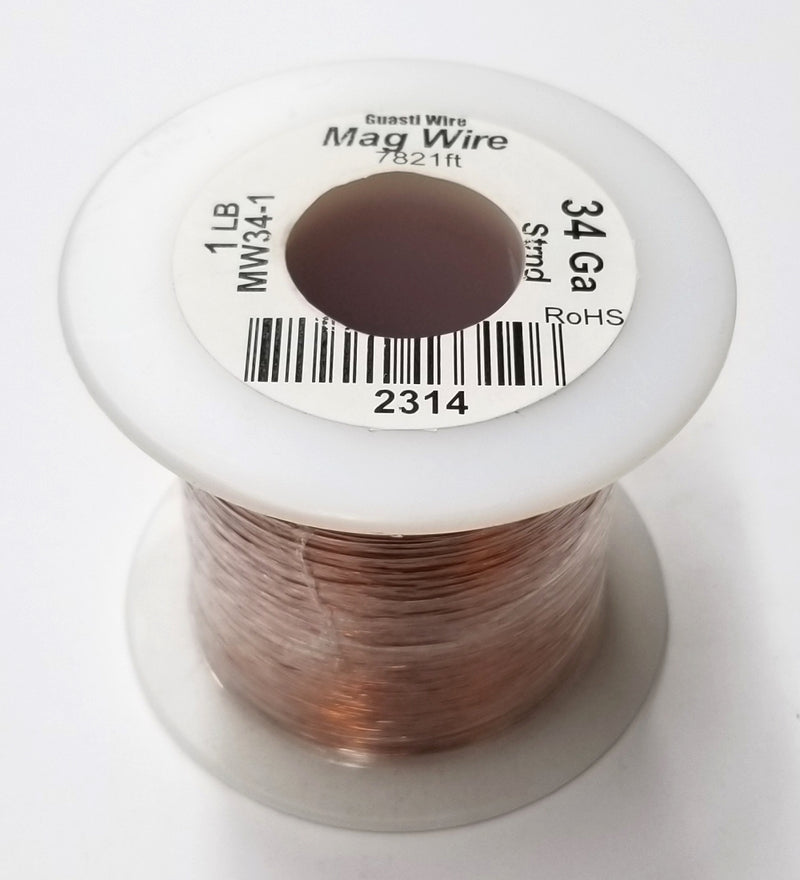 34 Gauge Insulated Magnet Wire, 1 Pound Roll (7,821' Approx.) 34AWG MW34-1