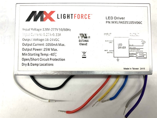 MXLFA025105V06C, 16-24V DC Constant Current LED Driver ~ 1,050mA