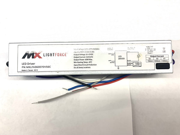 MXLFA060070VS6C, 30-43V DC Constant Current LED Driver ~ 700, 1,050, 1,400mA