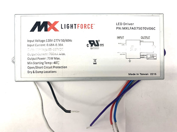 MXLFA075070V06C, 85-107V DC Constant Current LED Driver ~ 700mA