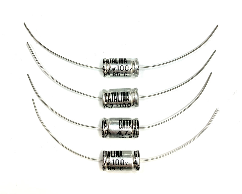 Lot of 4 Catalina 4.7uF @ 100V Non Polarized Axial Electrolytic Capacitors