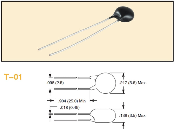 NTE 02-N101-1 Compensation Type NTC Thermistor 100 Ohm 10%, B Constant=3100K ~ 5 Pack