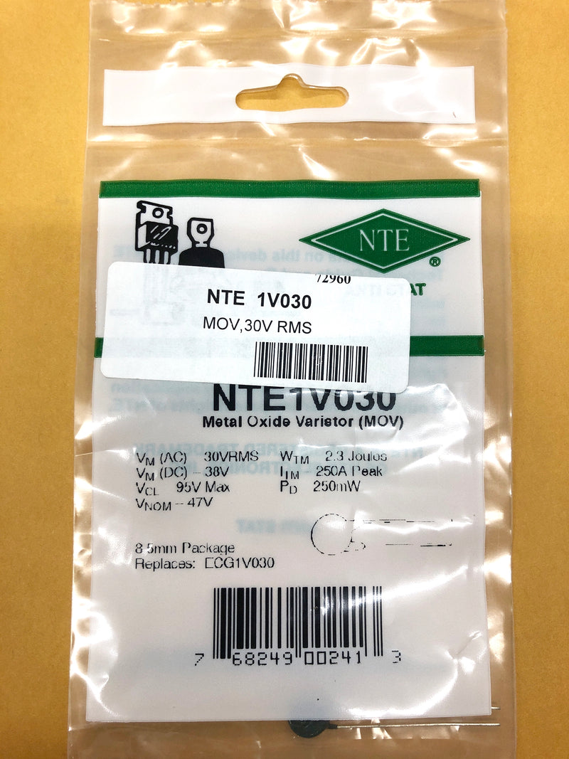 NTE1V030, 30V AC RMS MOV Metal Oxide Varistor ~ 8.5mm Diameter (ECG1V030)