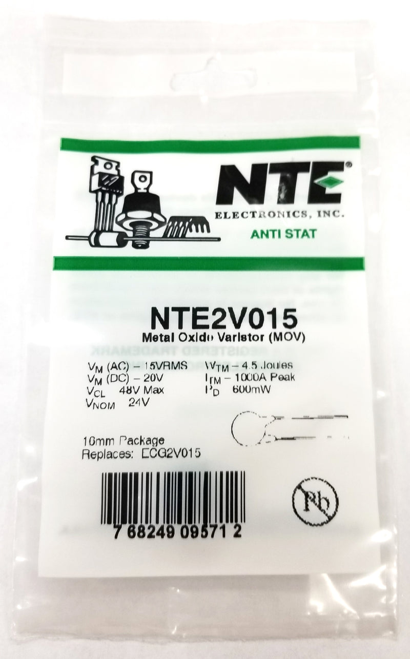 NTE2V015, 15V AC RMS MOV Metal Oxide Varistor ~ 16.0mm Diameter (ECG2V015)