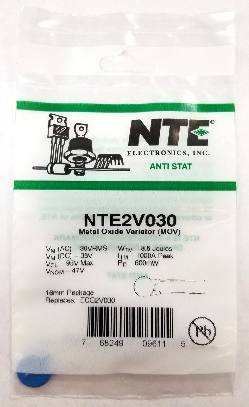 NTE2V030, 30V AC RMS MOV Metal Oxide Varistor ~ 16.0mm Diameter (ECG2V030)