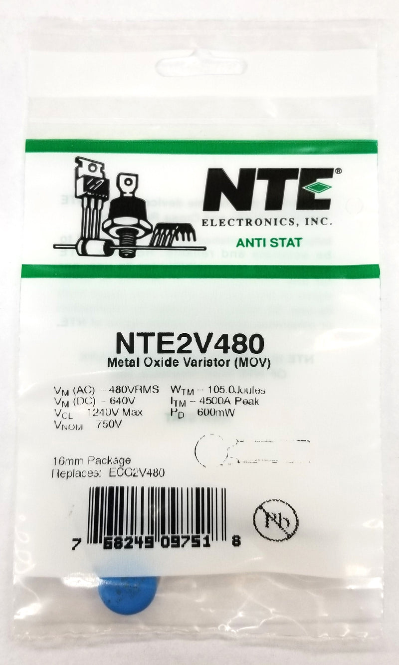 NTE2V480, 480V AC RMS MOV Metal Oxide Varistor ~ 16.0mm Diameter (ECG2V480)