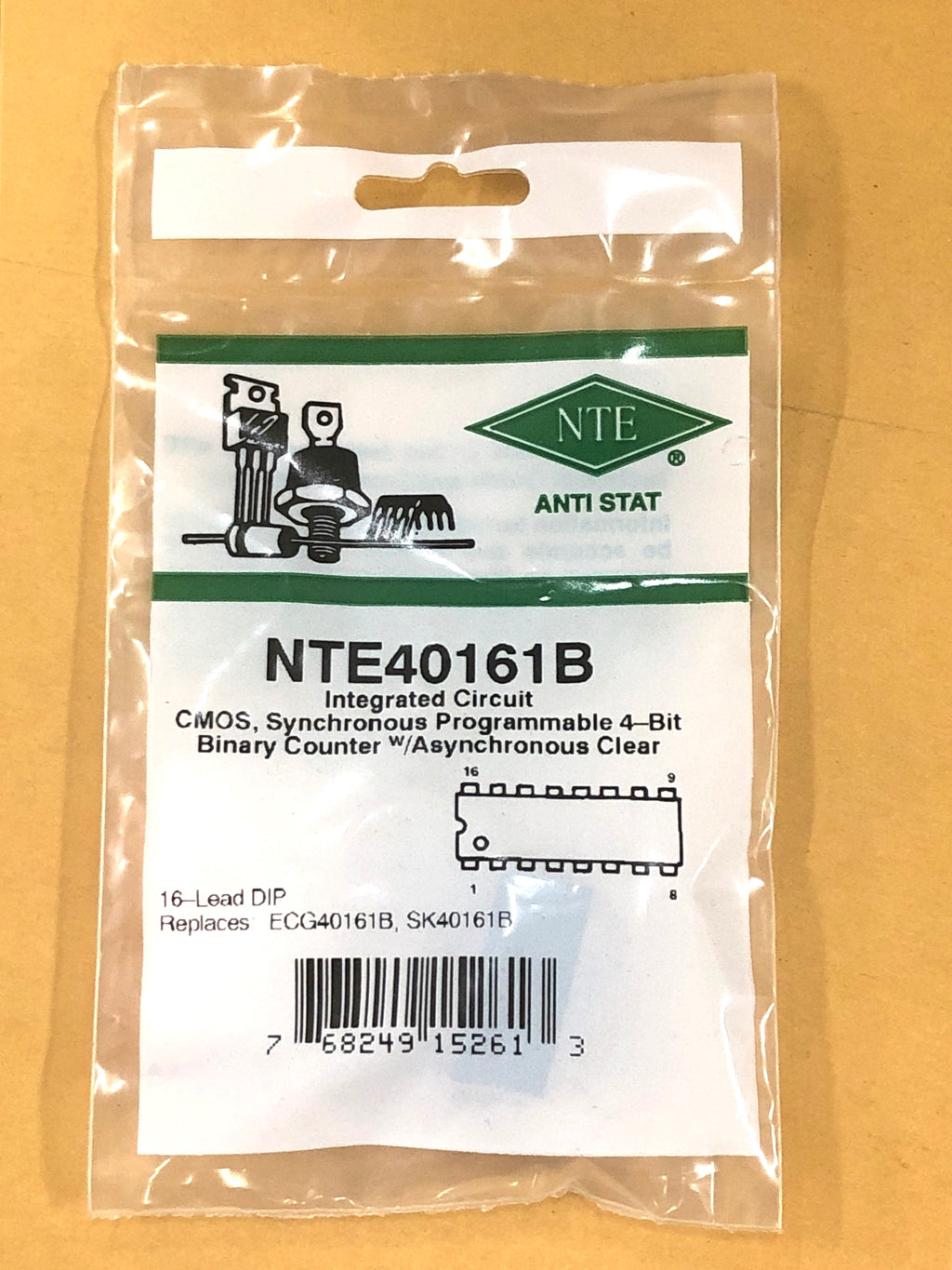 NTE40161B CMOS Synchronous 4-Bit Binary Counter w/Clear ~ 16 Pin DIP ...