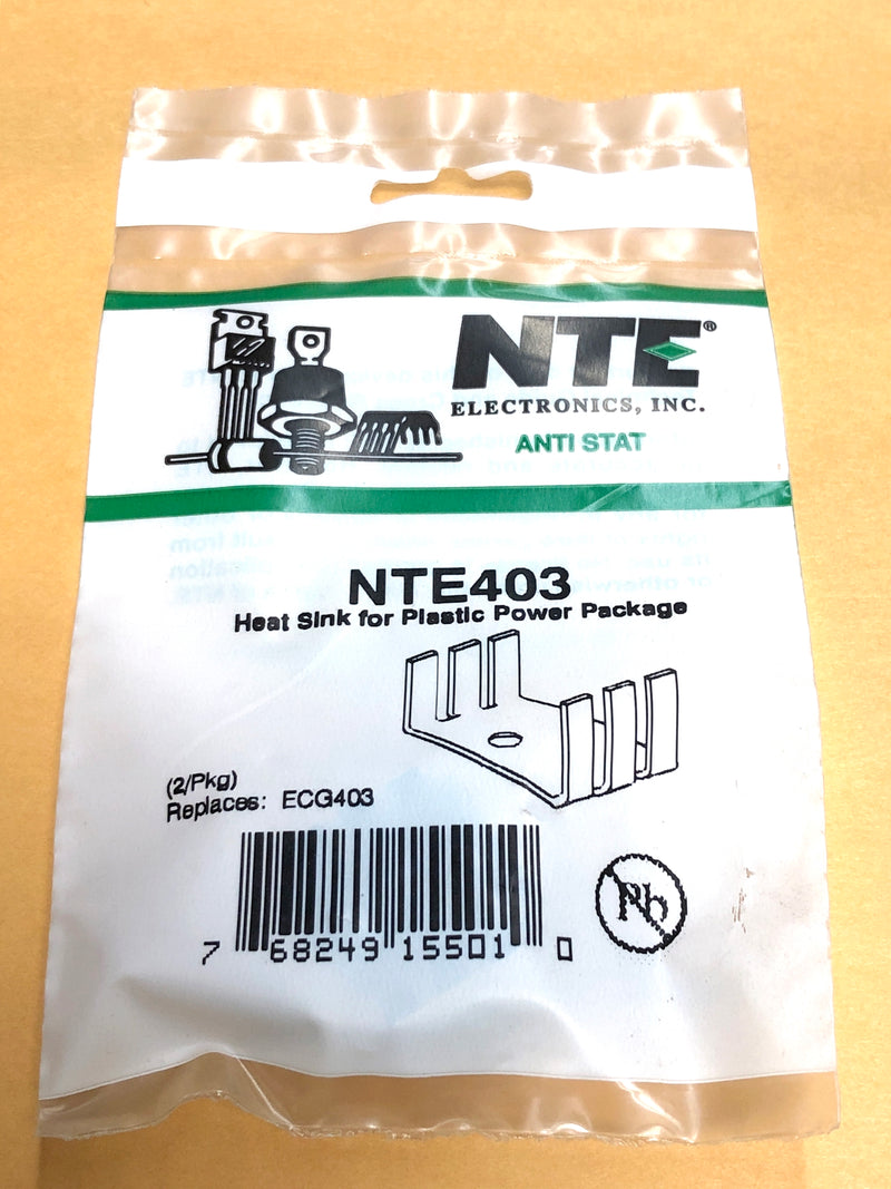 NTE403 Heat Sink for Plastic Power Transistors (TO3P, TO126, TO202, TO220) 2PK