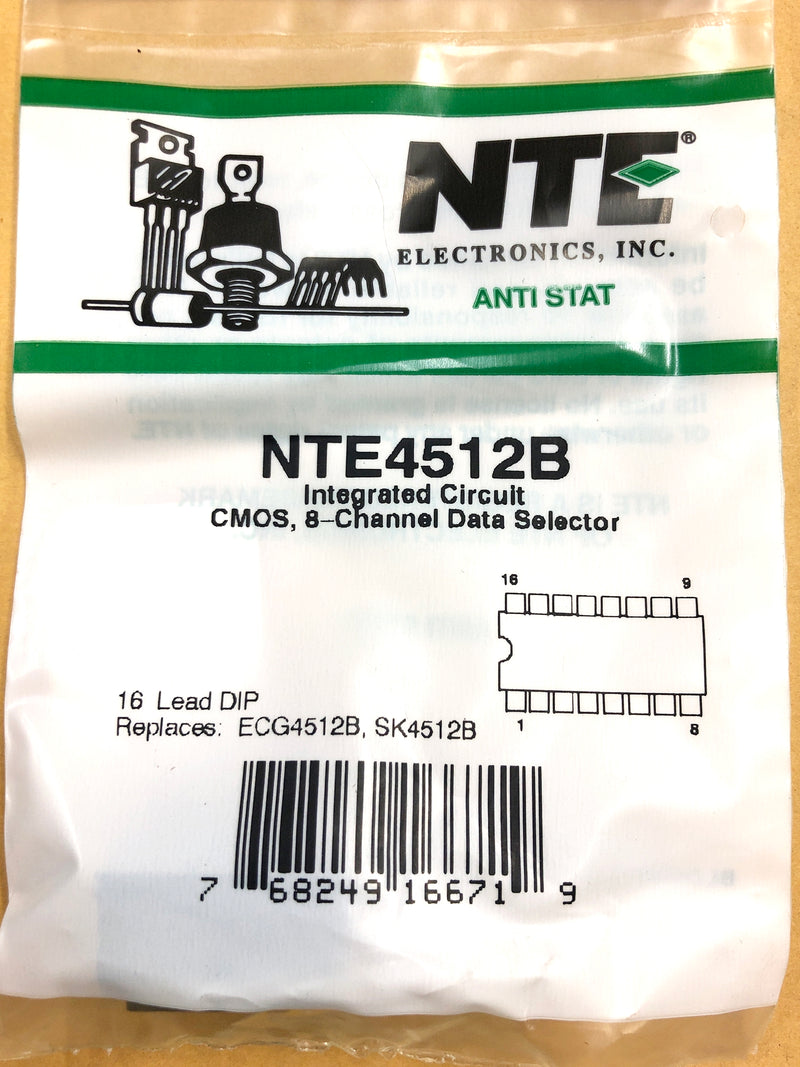 NTE4512B, CMOS 8-Channel Data Selector ~ 16 Pin DIP (ECG4512B)