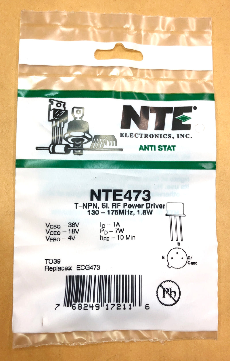NTE473, 1A @ 36V NPN Silicon VHF Transistor 2.5W @ 175MHz ~ TO-39 (ECG473)