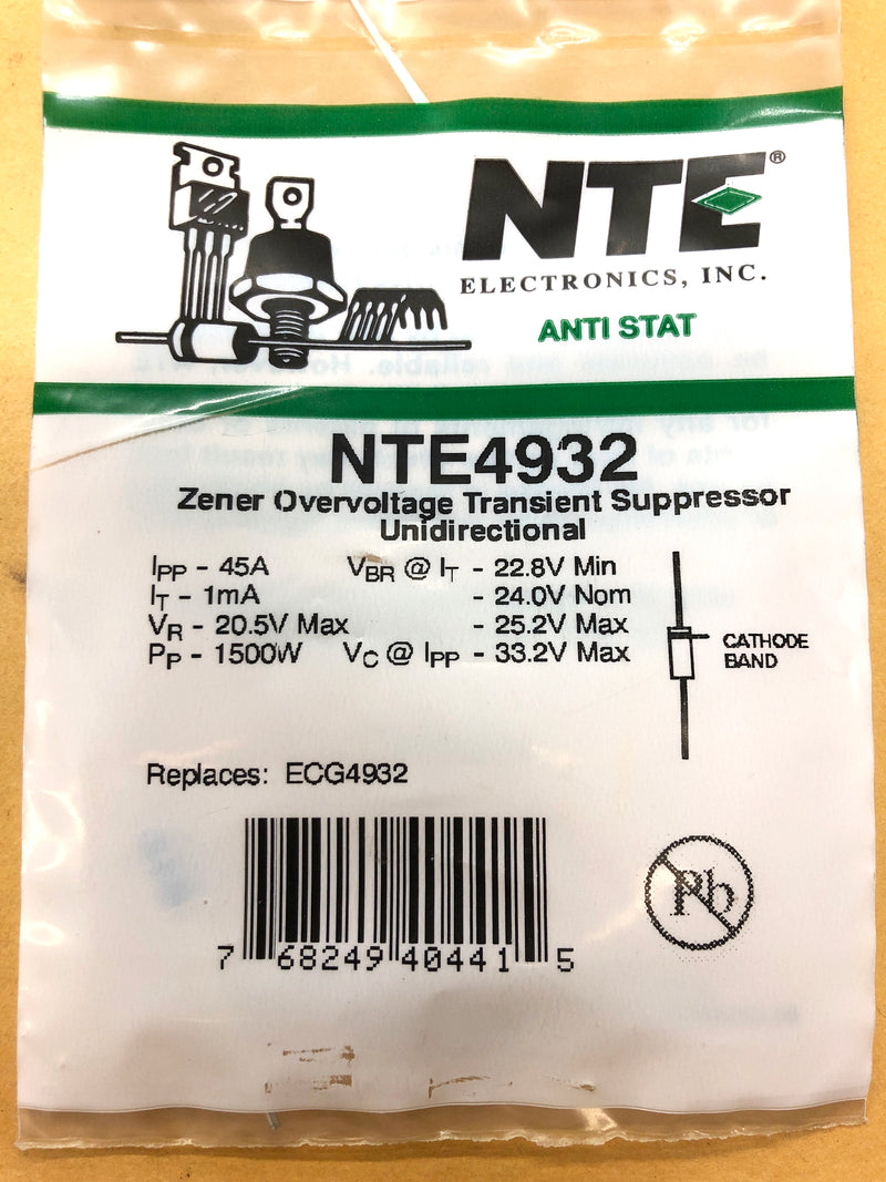 NTE4932 24.0V Overvoltage Transient Suppressor, Unidirectional ~ Axial (ECG4932)