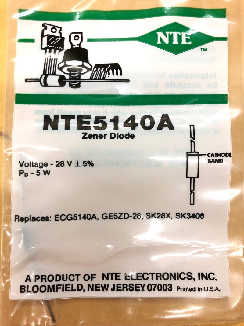 NTE5140A, 28V @ 5W Zener Diode 5% ~ DO-201 Axial (ECG5140A)