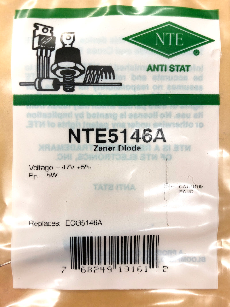 NTE NTE5146A, 47V @ 5W Zener Diode 5% ~ DO-201 Axial (ECG5146A)