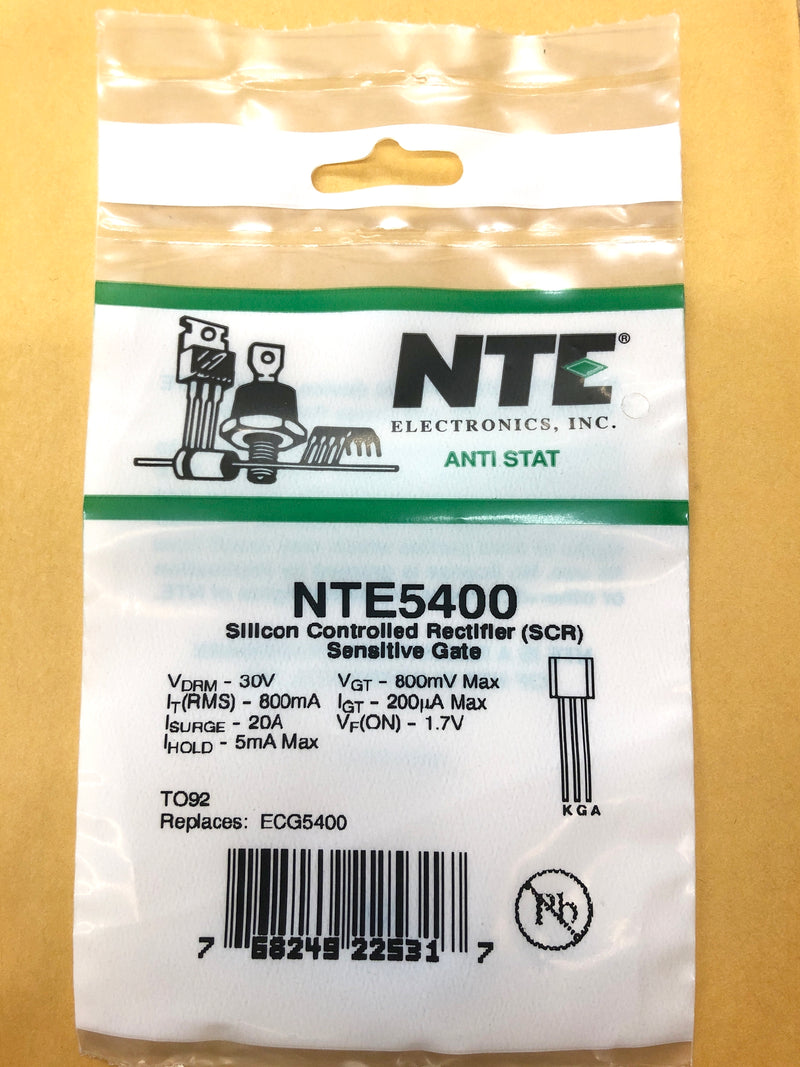 NTE5400, 30V @ 0.8A Silicon Controlled Rectifier SCR ~ TO-92 (ECG5400)