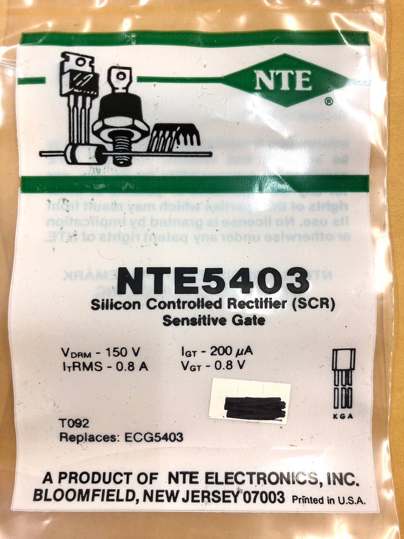 NTE5403, 150V @ 0.8A Silicon Controlled Rectifier SCR ~ TO-92 (ECG5403)