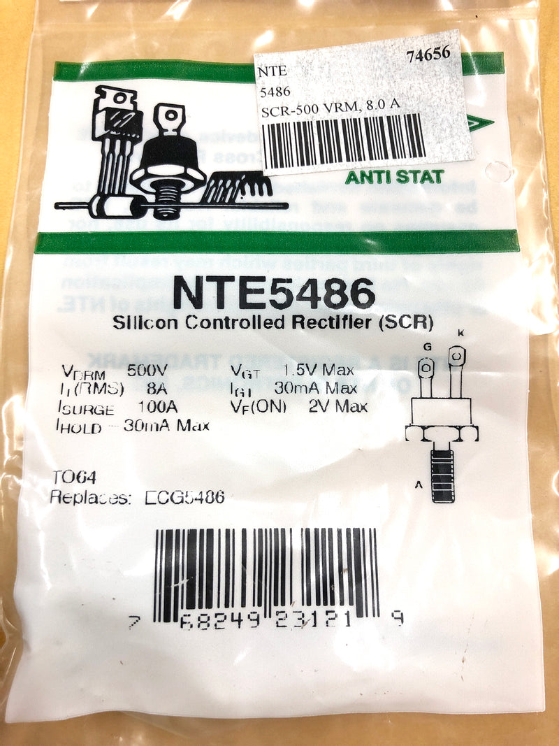 NTE5486, 500V @ 8A Silicon Controlled Rectifier SCR ~ TO-64 (ECG5486)