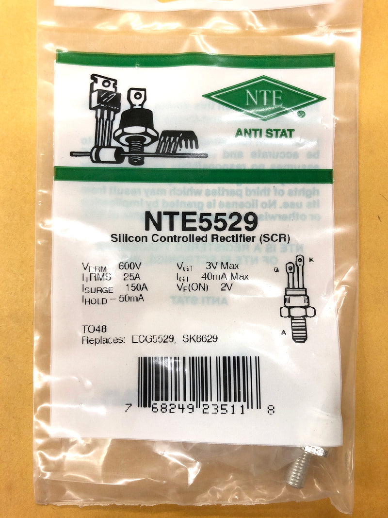 NTE5529, 600V @ 25A Silicon Controlled Rectifier SCR ~ TO-48 (ECG5529)