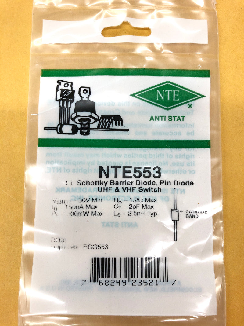 NTE553 Silicon Schottky Barrier PIN Diode, VHF & UHF Switch ~ DO-35 (ECG553)