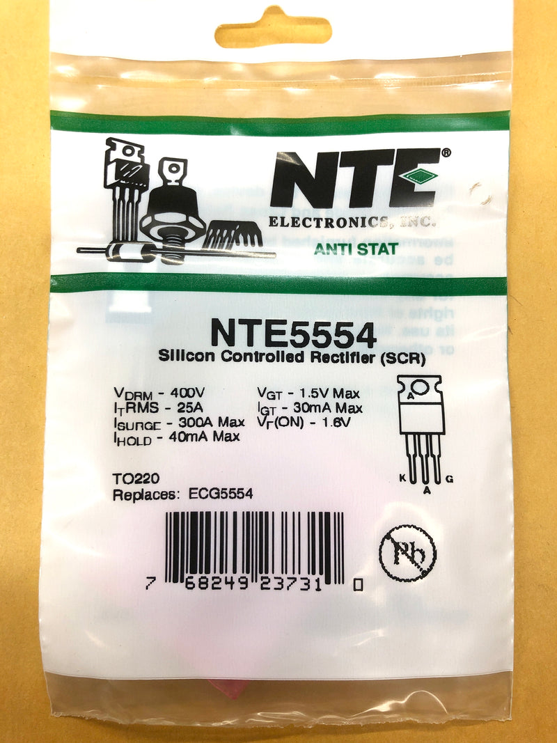 NTE5554, 400V @ 10A Silicon Controlled Rectifier SCR ~ TO-220 (ECG5554)