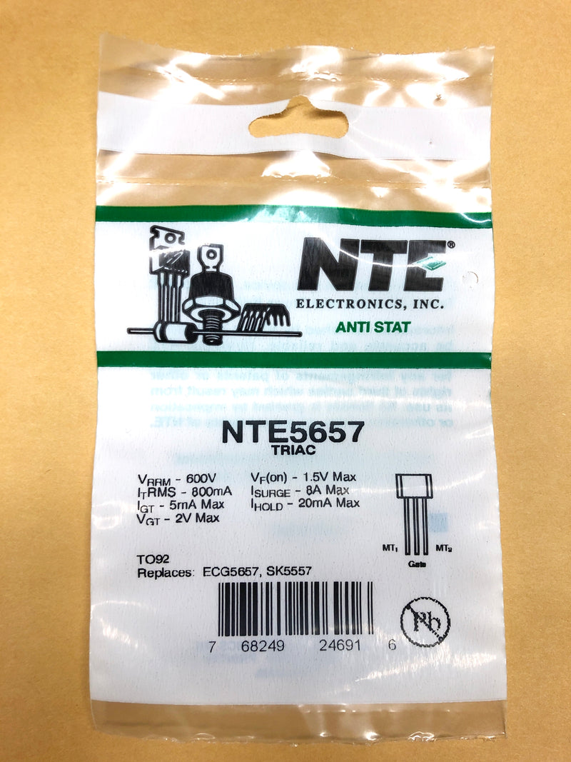 NTE5657, 600V @ 0.8A Silicon 4 Mode Sensitive Gate TRIAC ~ TO-92 (ECG5657)