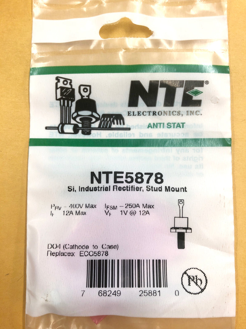 NTE5878, 400V PRV @ 12A General Purpose Diode ~ DO-4 Stud Case (ECG5878)