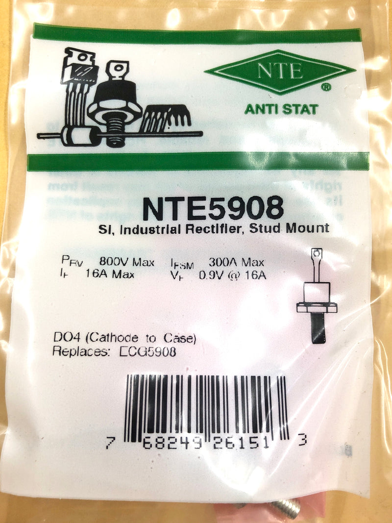NTE5908, 800V PRV @ 16A General Purpose Diode ~ DO-4 Stud Case (ECG5908)