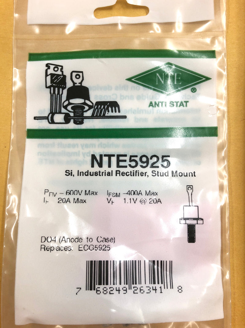 NTE5925, 600V PRV @ 20A General Purpose Diode ~ DO-4  ANODE CASE (ECG5925)