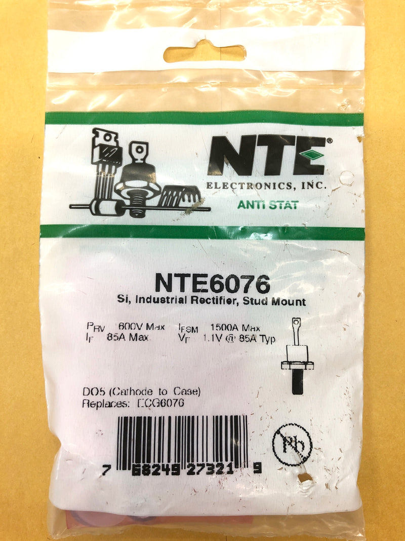NTE6076, 600V PRV @ 85A Industrial Rectifier Diode ~ DO-5 Stud Case (ECG6076)