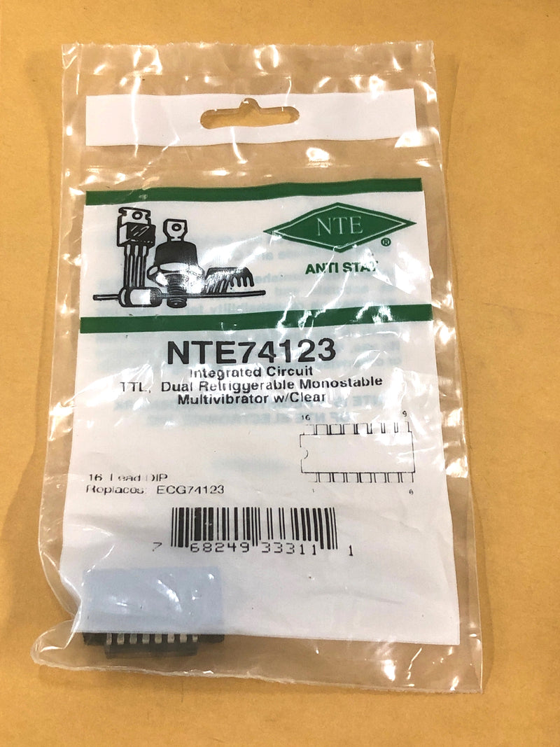 NTE74123, TTL Dual Retriggerable Monostable Multivibrator w/Clear ~ (74123)