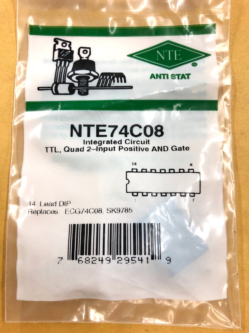 NTE74C08, TTL-CMOS Logic Quad 2 Input Positive AND Gate ~ 14 Pin DIP