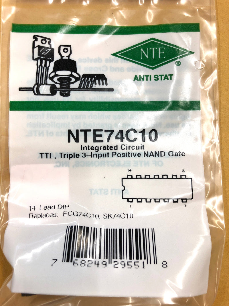 NTE74C10, TTL-CMOS Logic Triple 3 Input NAND Gate ~ 14 Pin DIP