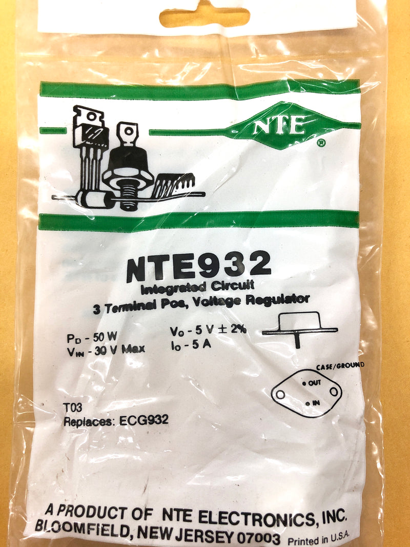 NTE932, +5V @ 5A Positive Voltage Regulator ~ TO-3 (ECG932)