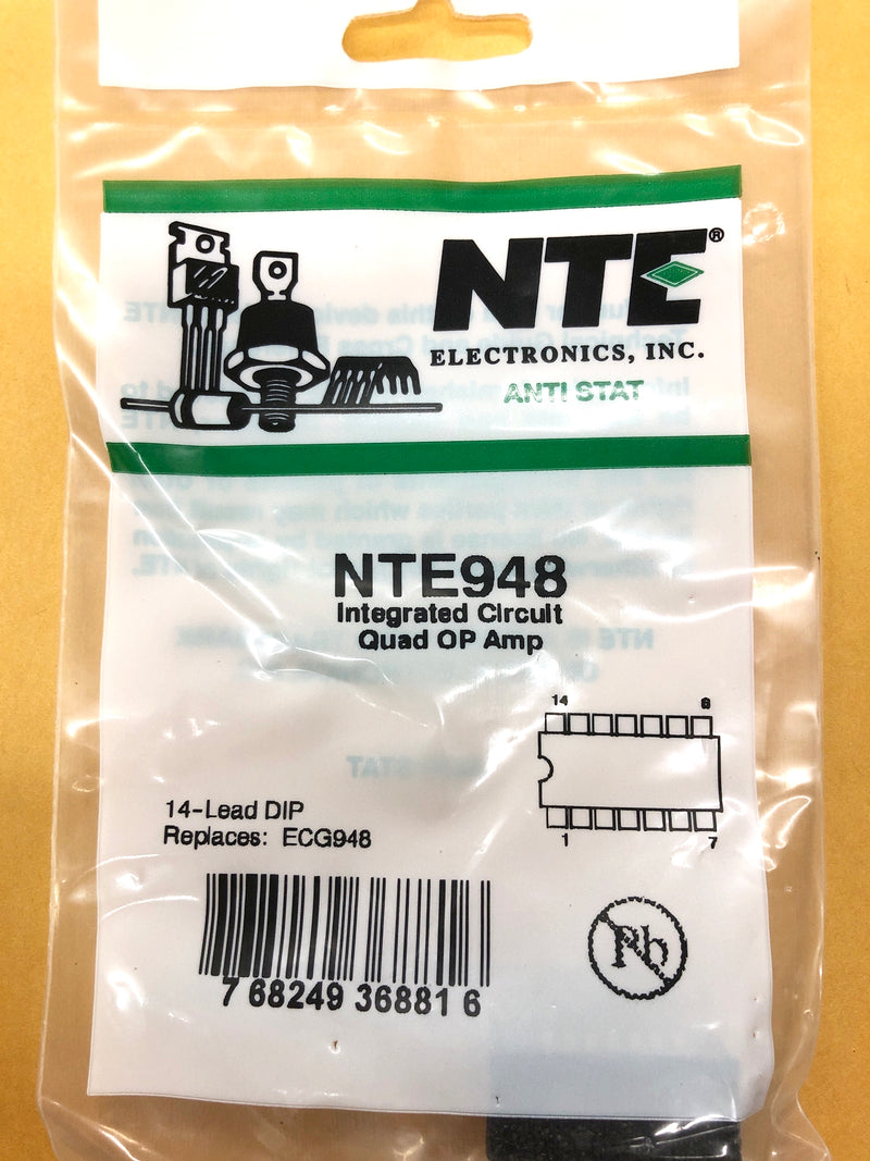 NTE948, High Gain Quad Operational Amplifier ~ 14 Pin DIP (ECG948)