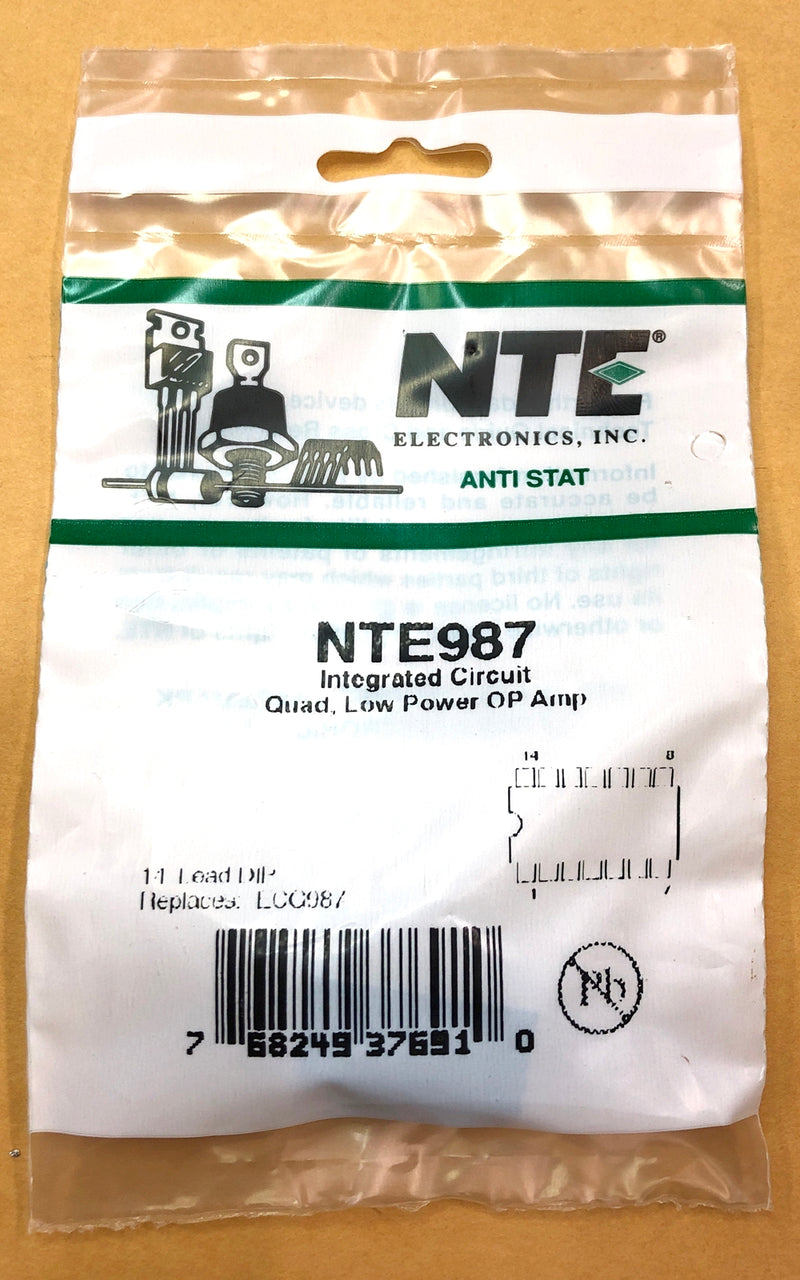 NTE987, Low Power Quad Operational Amplifier ~ 14 Pin DIP (ECG987)